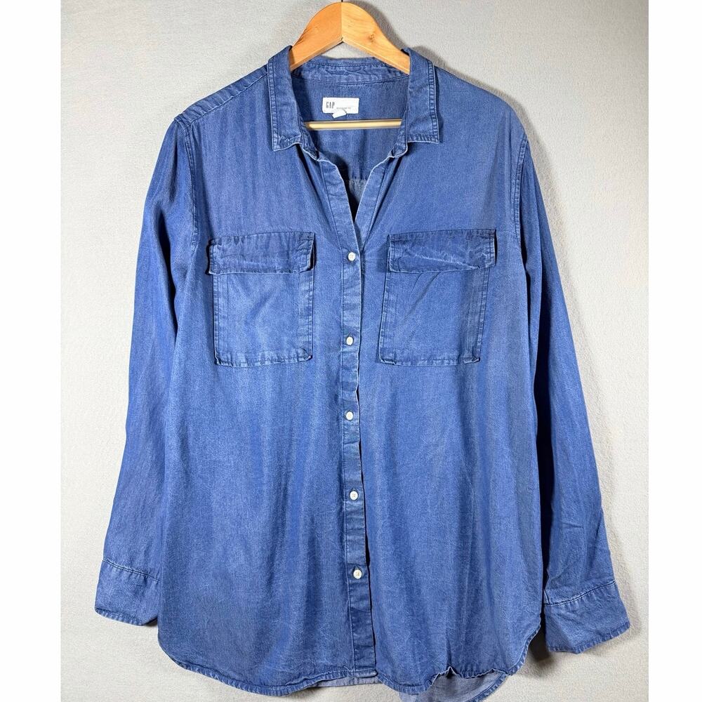 Gap Boyfriend Fit Lyocell Chambray Button Up Shirt XL